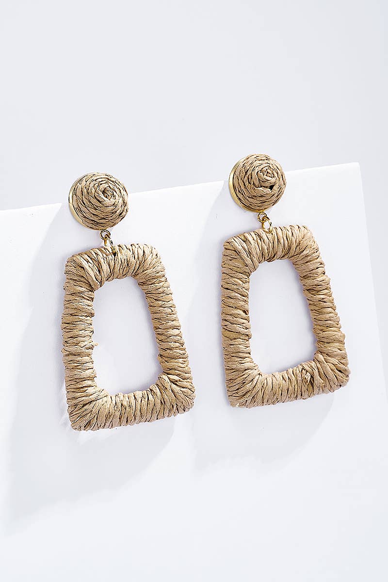 BYREN | ÉLINE L'ATELIER - Wholesale Dangle Earrings - Straw earrings with steel stud 124NN052