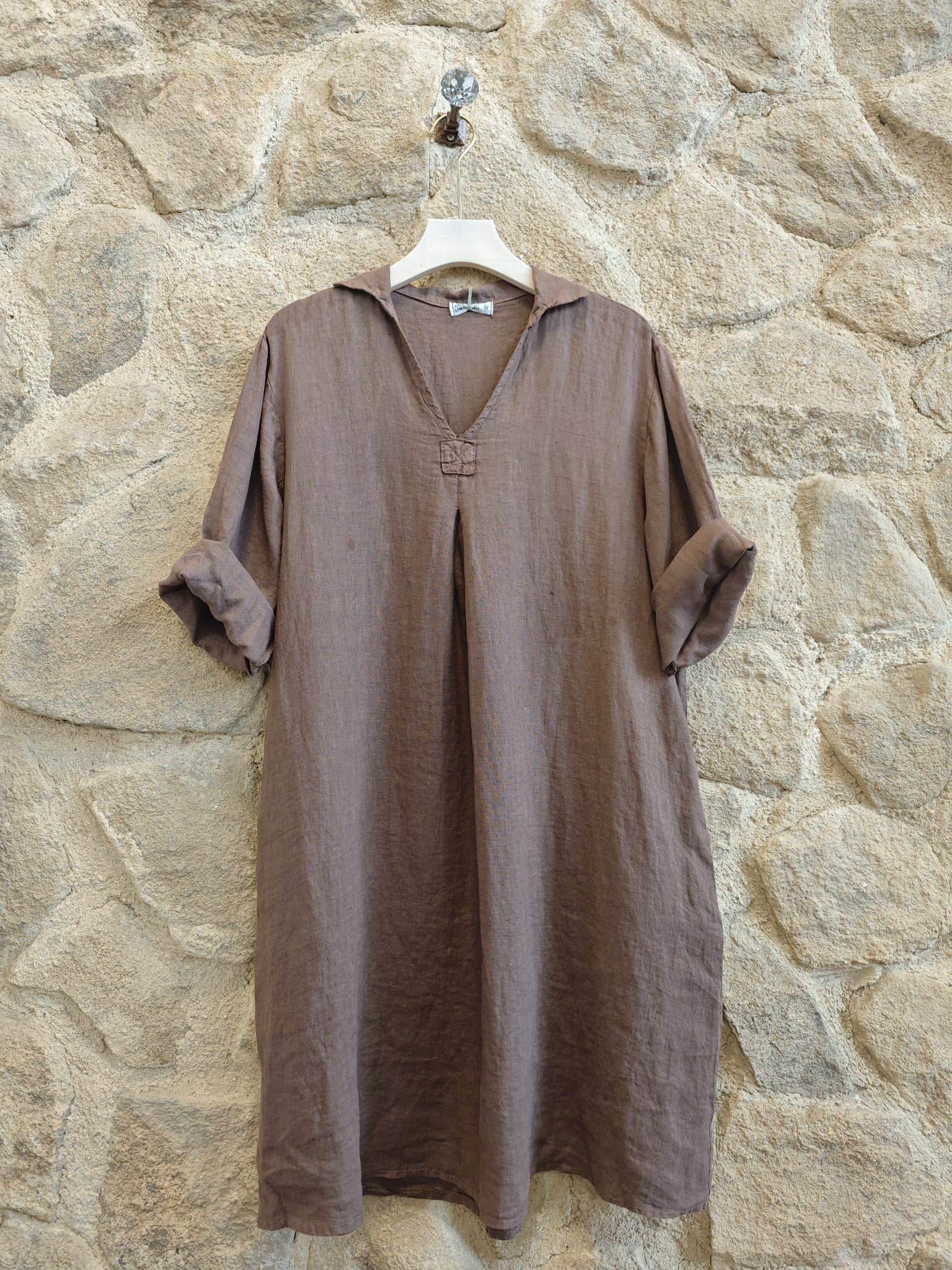 Linen & More - Wholesale Dress - Women's - REF 88018 100% LINEN SHIRT COLLAR DRESS6