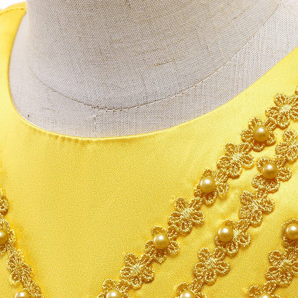 MyKids-USA® - Wholesale Dress - Kids - Baby Girl Flower Patched Design Solid Color Sleeveless Princess Formal Dress18