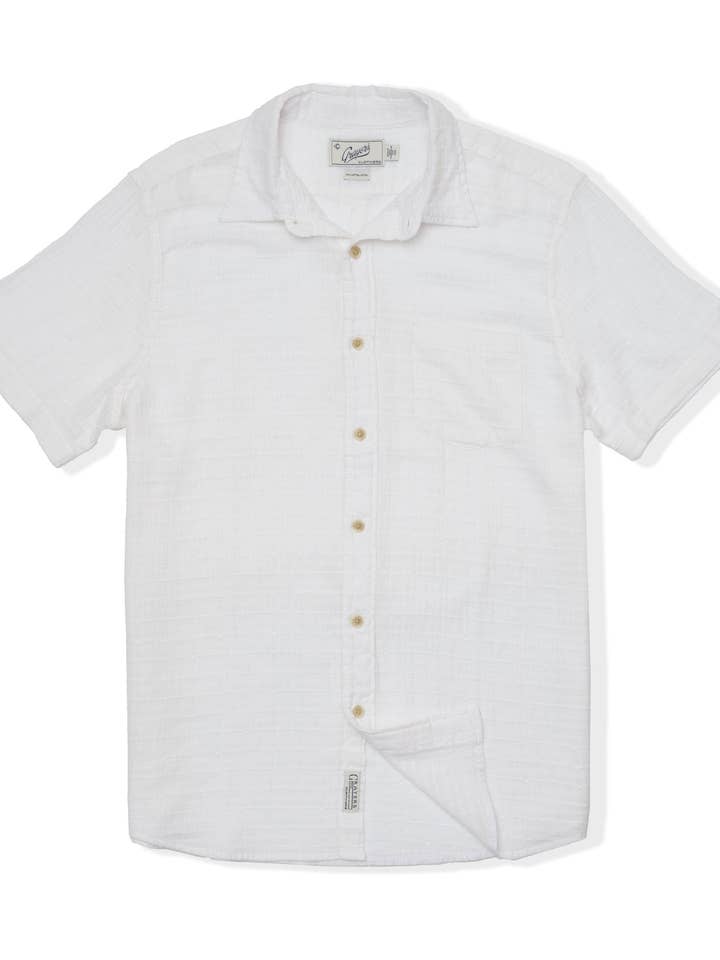 Bambus-Dobby-Kurzarmhemd - Weiß für den Großhandel von Grayers