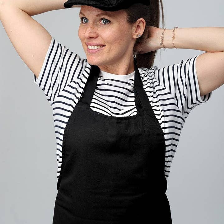 MANELLI - Wholesale Apron - Black Apron With Double Bib Polycotton Pocket - MANELLI