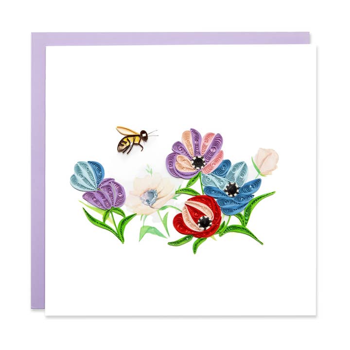 Trädgård med bi, handgjort Quilling gratulationskort för wholesale av REECII
