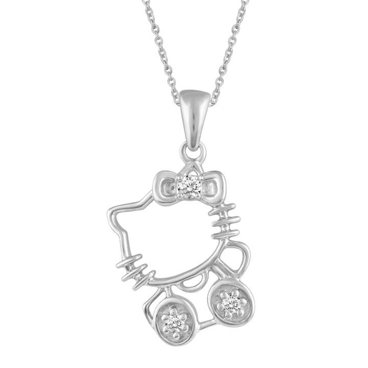 1/20 ctw CZ Hello Kitty Pendant Necklace set in 925 Sterling for wholesale by Prime and Pure