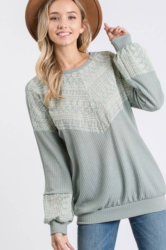 lovely melody - Venta al por mayor Sudadera - Mujer - Sudadera gofre bordado Celia LMT1406-Celia