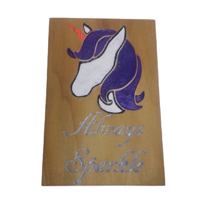 Unicorn Sparkle Wall Art, Wood Sign, Positive Affirmations for wholesale by Canary Hill Works