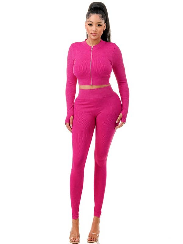 MIO WHOLESALE - Wholesale Activewear Set - Women's - JA40MWSET MINERAL WASH ZIP-UP SET9