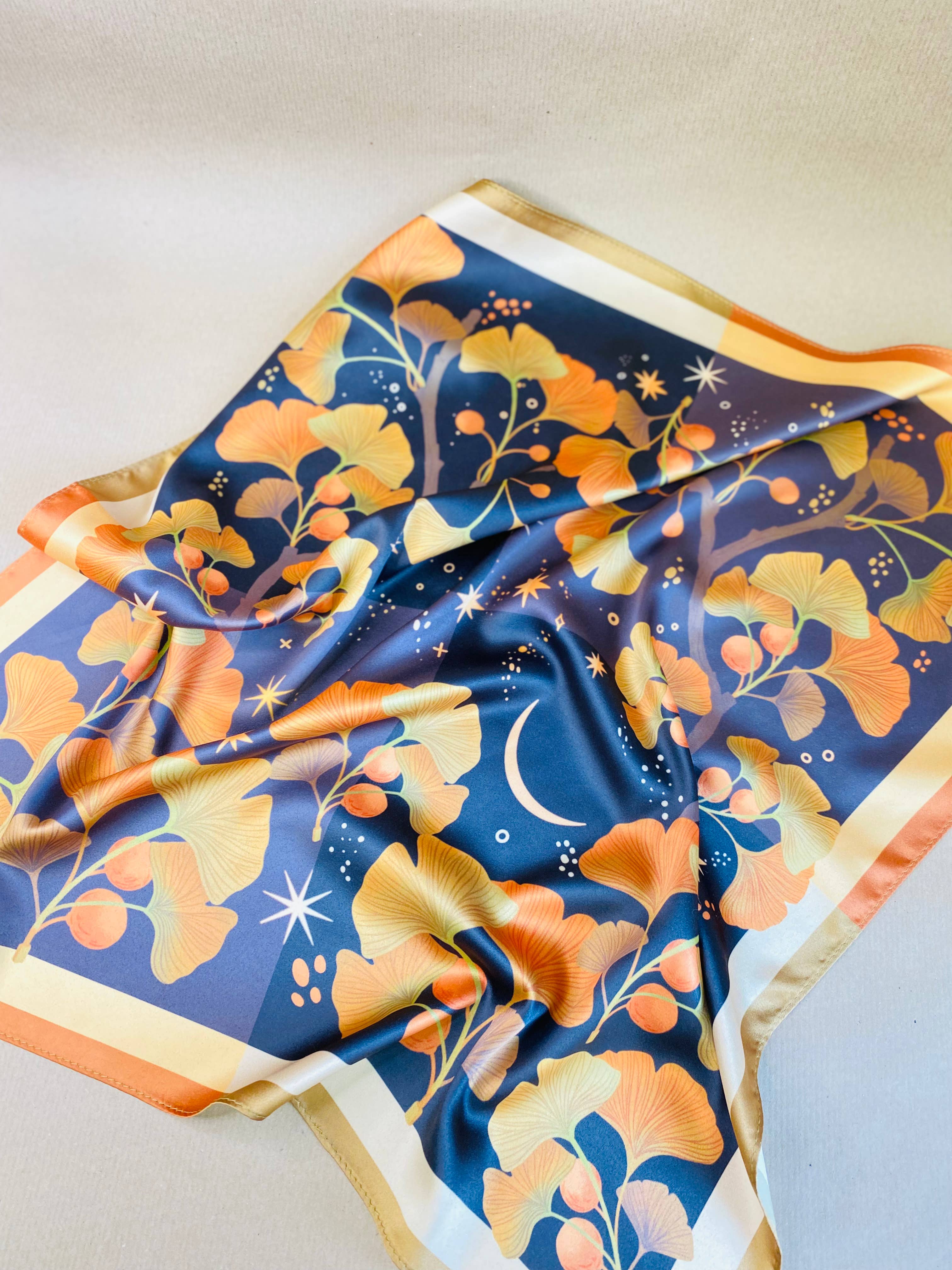 Split Moon Studios - Wholesale Scarf - Women's - Golden Leaf Ginko Motive Scarf6