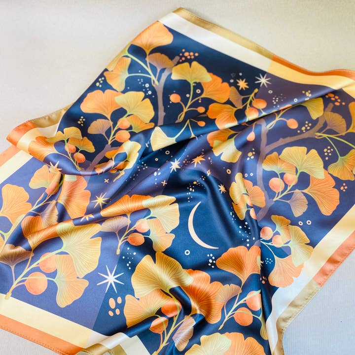 Split Moon Studios - Wholesale Scarf - Women's - Golden Leaf Ginko Motive Scarf6
