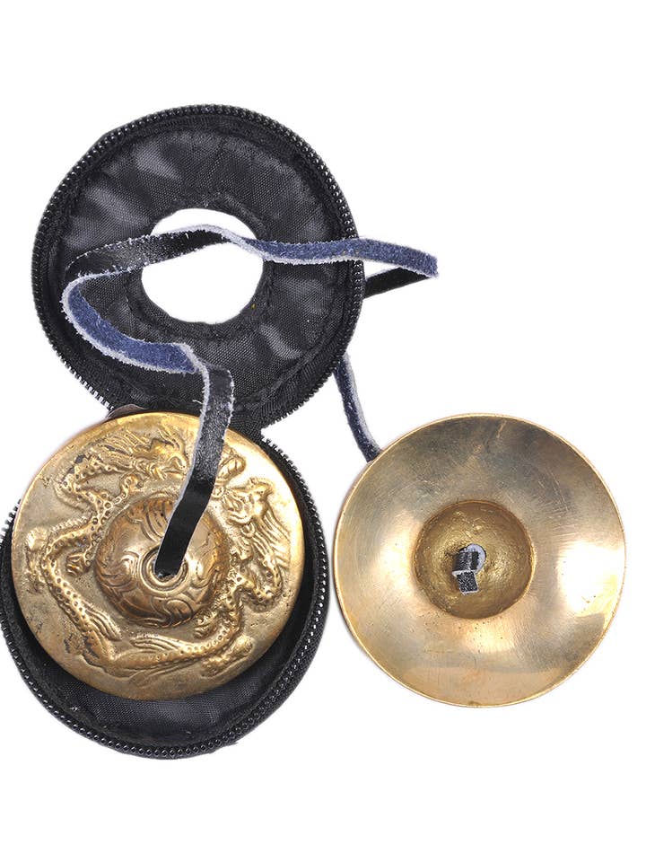 Tibetische Ting Sha-Zimbeln mit doppeltem Drachenmotiv für den Großhandel von The Collection Royal / Royal Handicrafts