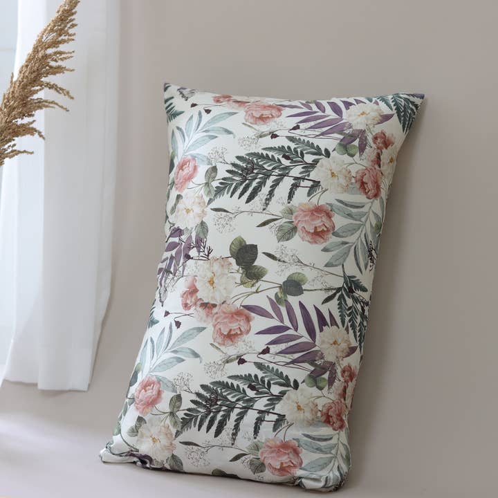 Lian Collection - Wholesale Bedding Pillowcase/Sham - 100% Mulberry Silk Pillowcase: Peony and Fern 1