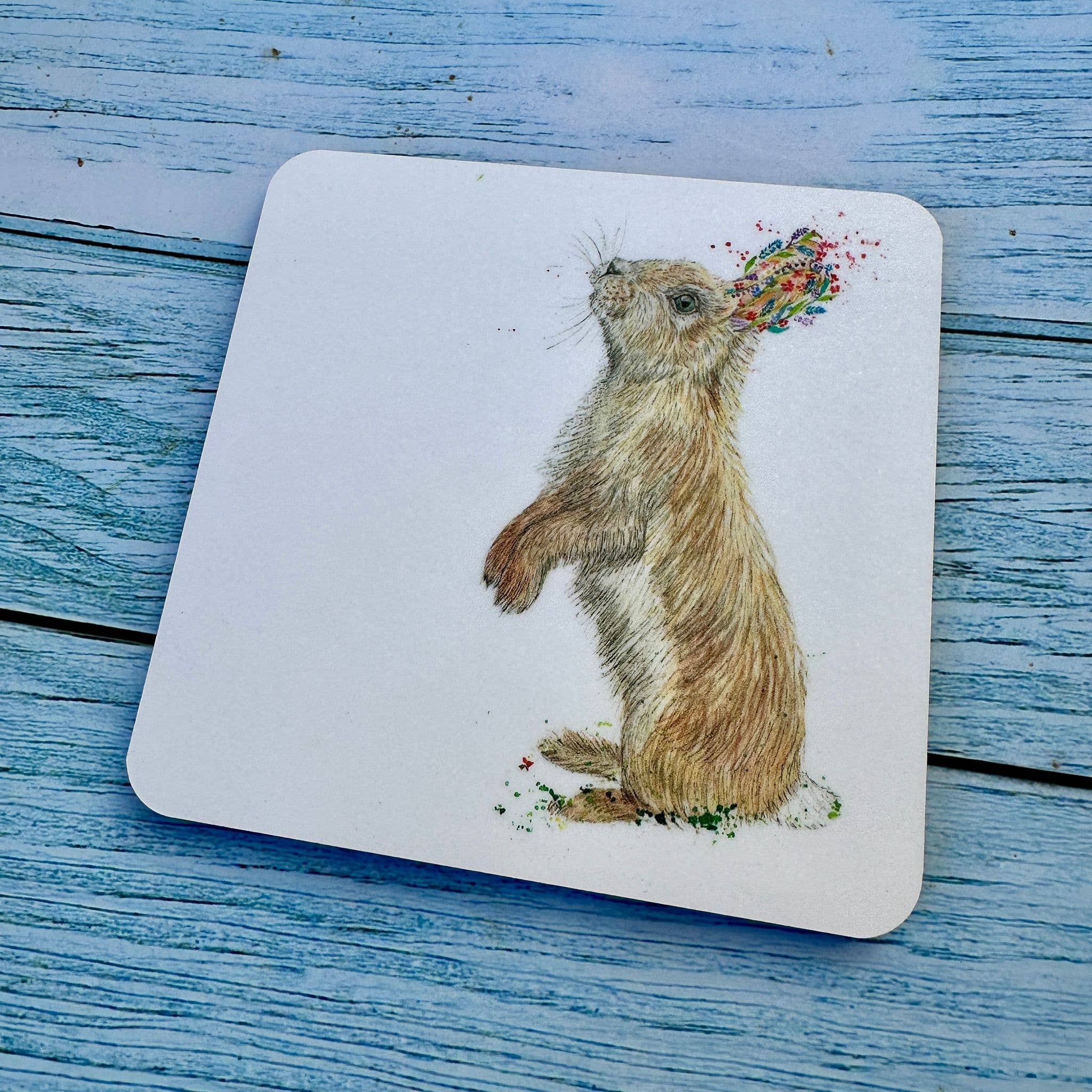 Jen Winnett Eco Artist – wholesale Coasters – Rabbit Beautiful Eco Friendly Cork Coaster | UK Made FSC 1