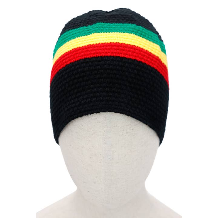 Cap Zone – wholesale Mössa - Dam – Tri-Stripe Crochet Rasta Tam Kort Mössa2
