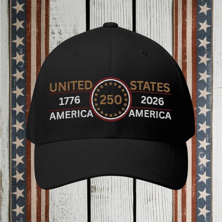 Casquette brodée USA 250ème anniversaire, chapeau patriotique pour la vente par Gemishi