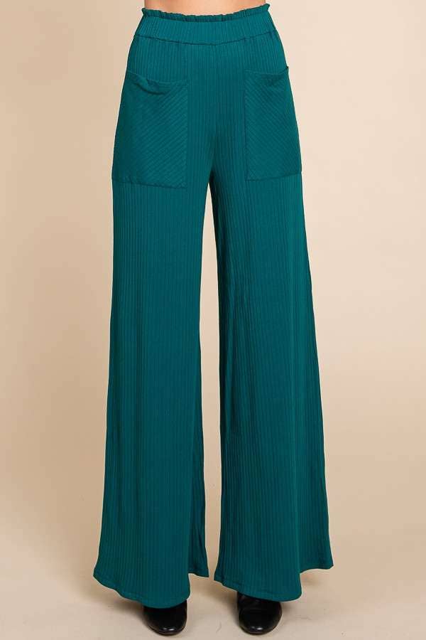 Culture Code - Wholesale Pants - Women's - CRP1797 - RUCHING FRILL WAIST WIDE PANTS7