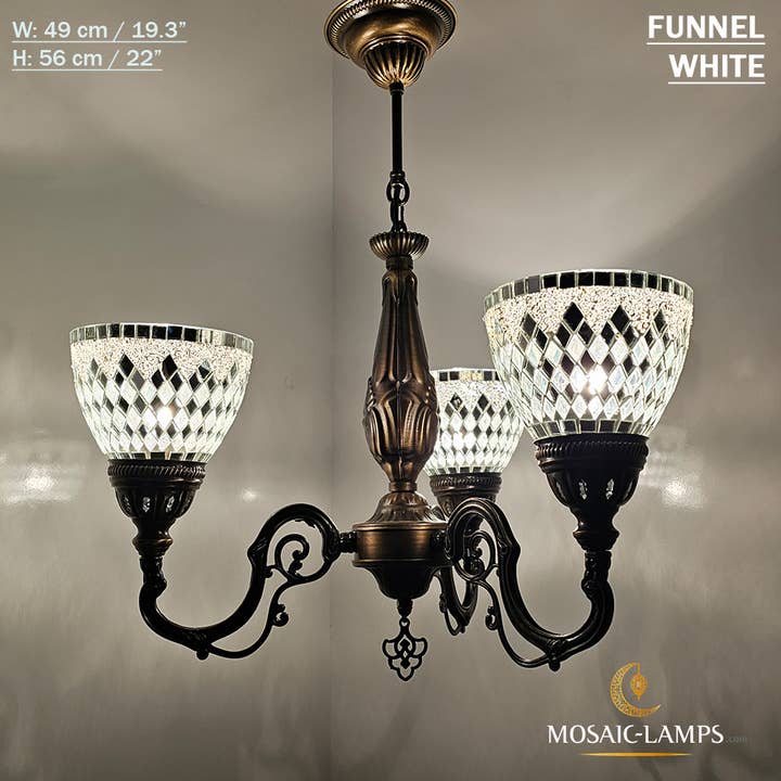 Mosaic Lamps – Candeeiro/lâmpada suspensa por atacado – Mosaico 3 Globo Feito à Mão Turco Marroquino Árabe Oriental Boh42