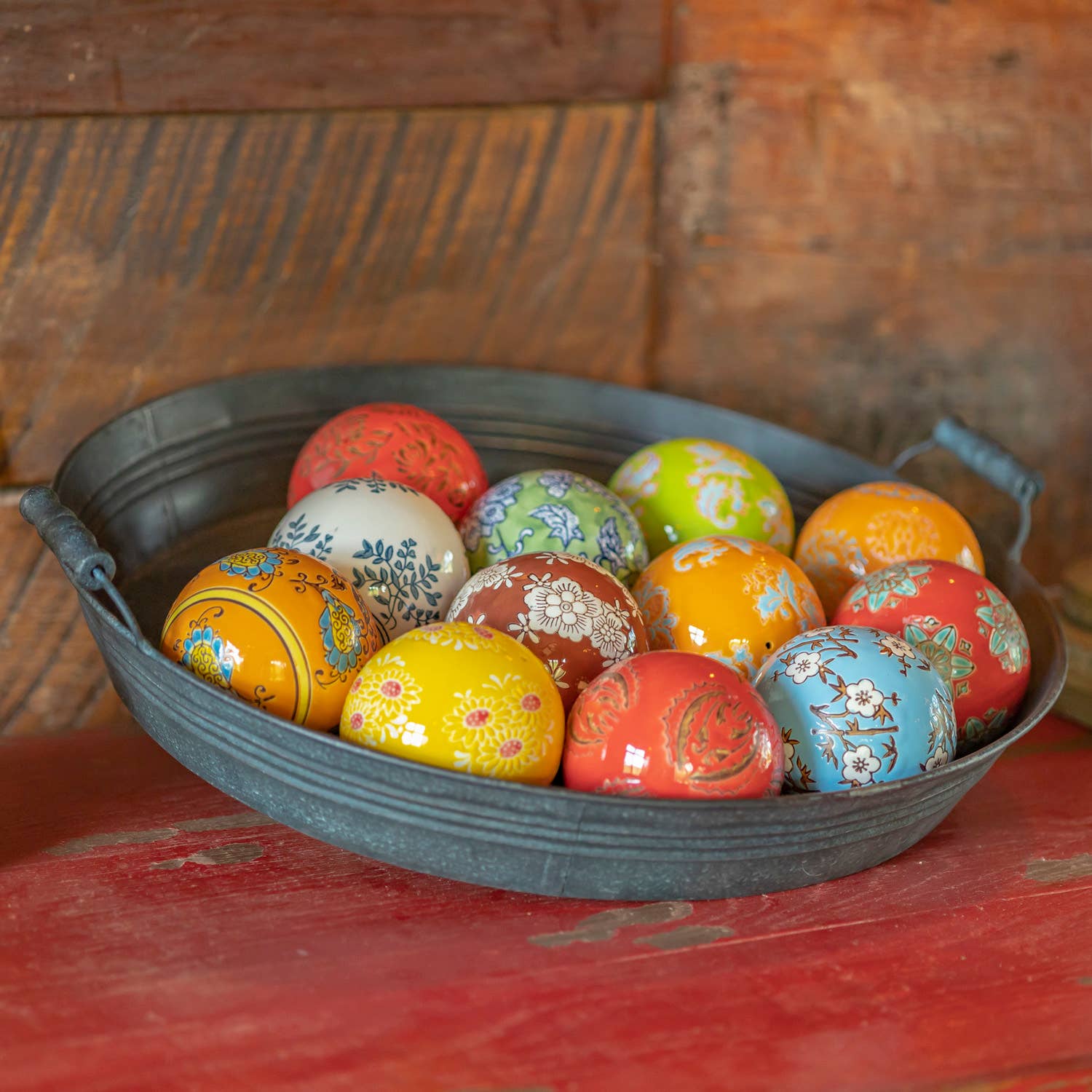 Zaer Ltd. International - Vente Décorations de table - Lot de 12 boules de marin en céramique de 4 po Yokohama, couleurs vives2