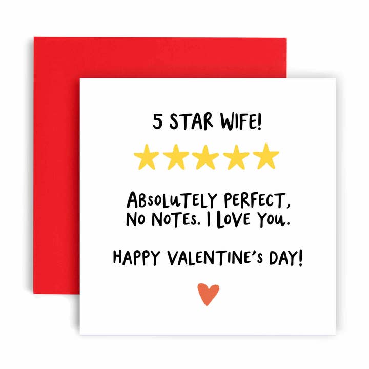 5 Star Wife No Notes Happy Valentine’s Day Card for wholesale by Huxters