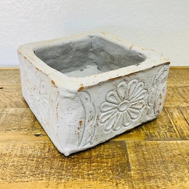 Rustic Farm - Wholesale Decorative Plate/Dish/Bowl - Square Clay Decorative Bowl with Beads, Grey, Handmade0