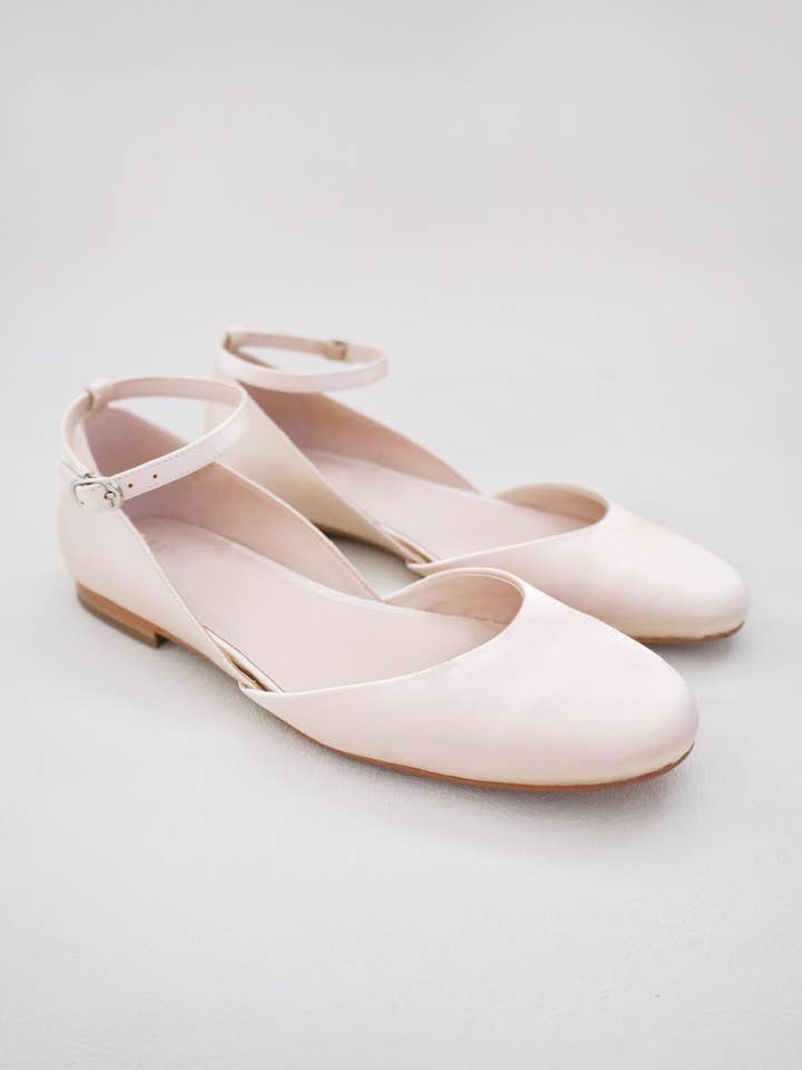 Kailee P. - Wholesale Flats – Women’s - Satin Round Toe Evening Flat with Ankle Strap4