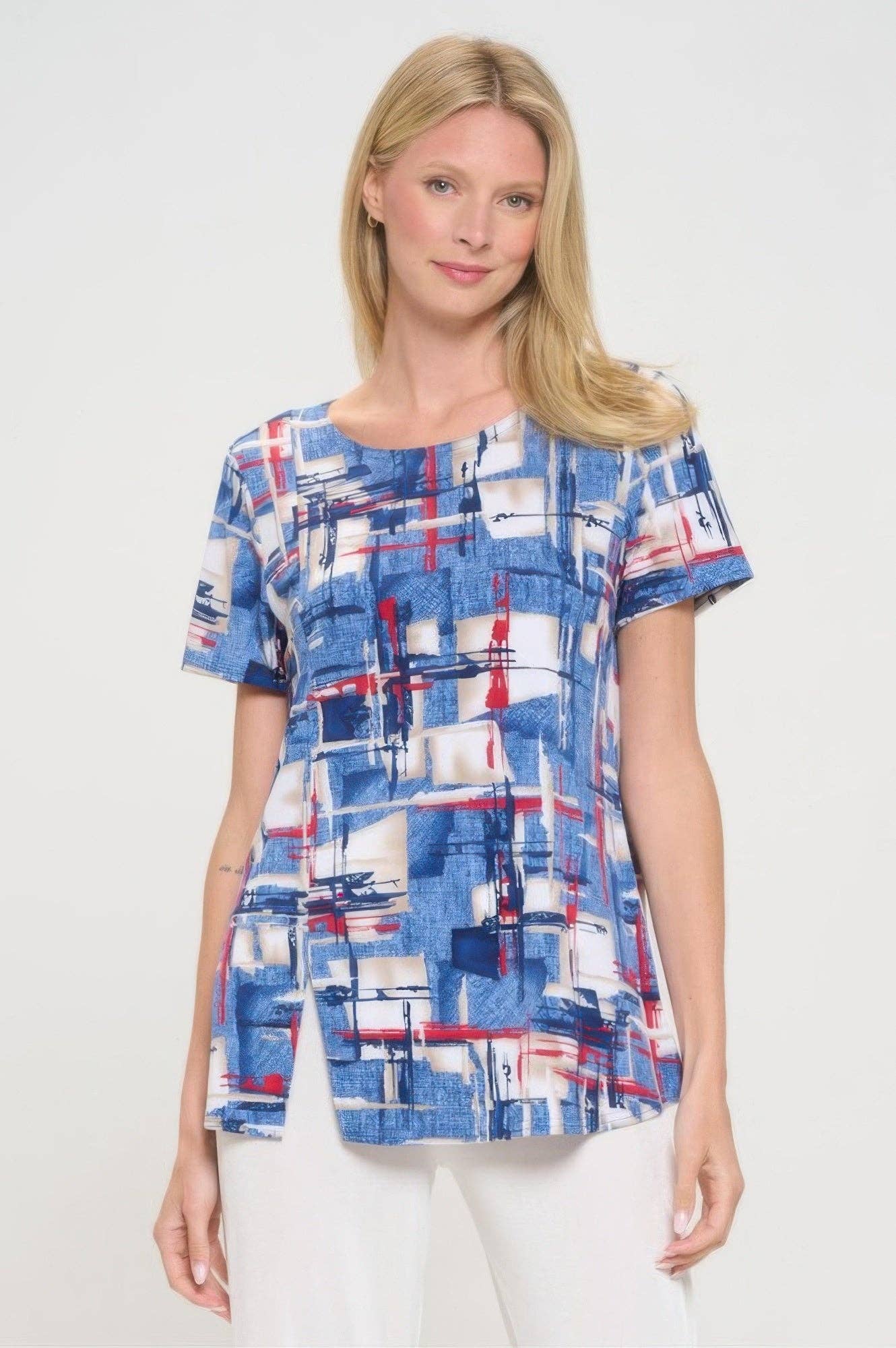 CC Wholesale Clothing – wholesale Tunic – Women’s – Hit Round Neck Short Sleeve Slit Top3