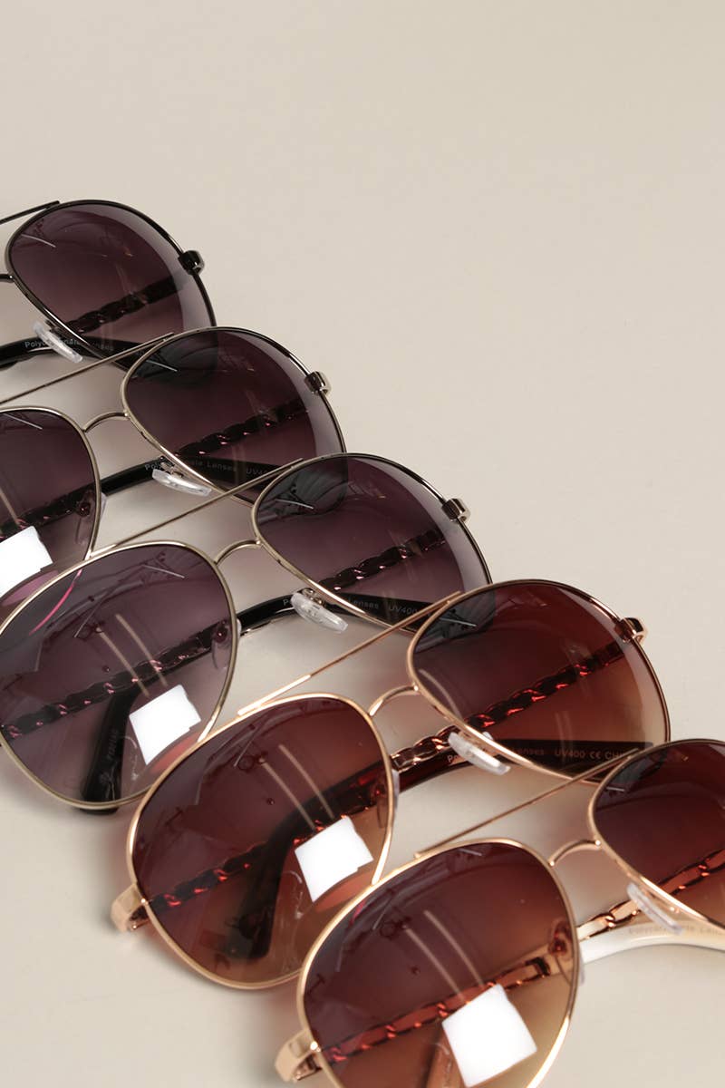  ASSORTED COLOR Women's Chain Detail Aviator Sunglasses for wholesale on Faire6