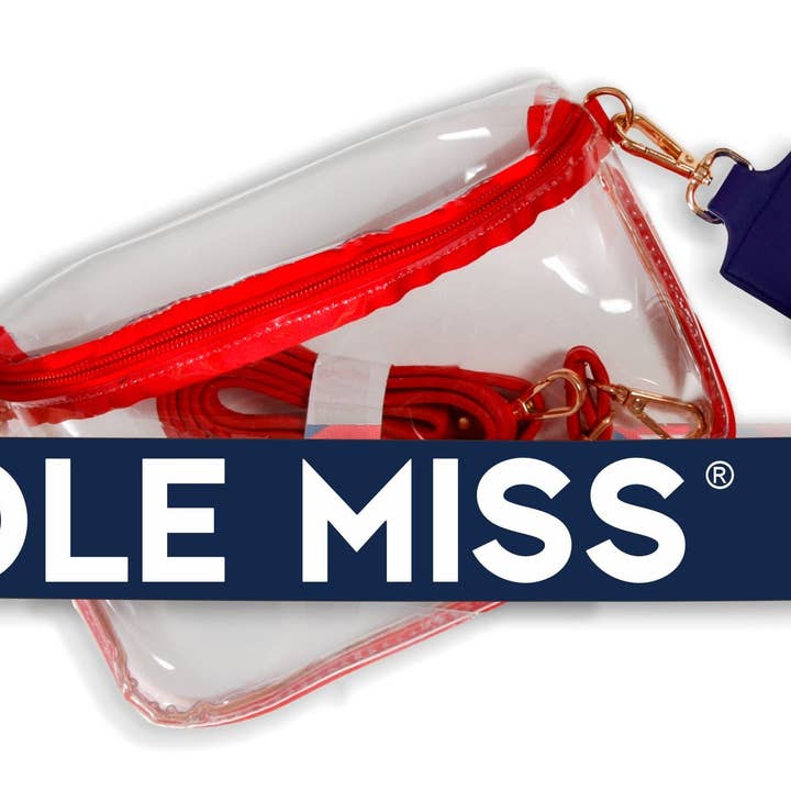 Bolsa de estilinha transparente Ole Miss Hailey com alça logo da Desden por atacado de Desden