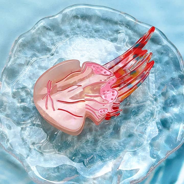 Pink Jellyfish Hair Claw Clip for wholesale by SOMETHING MINTY