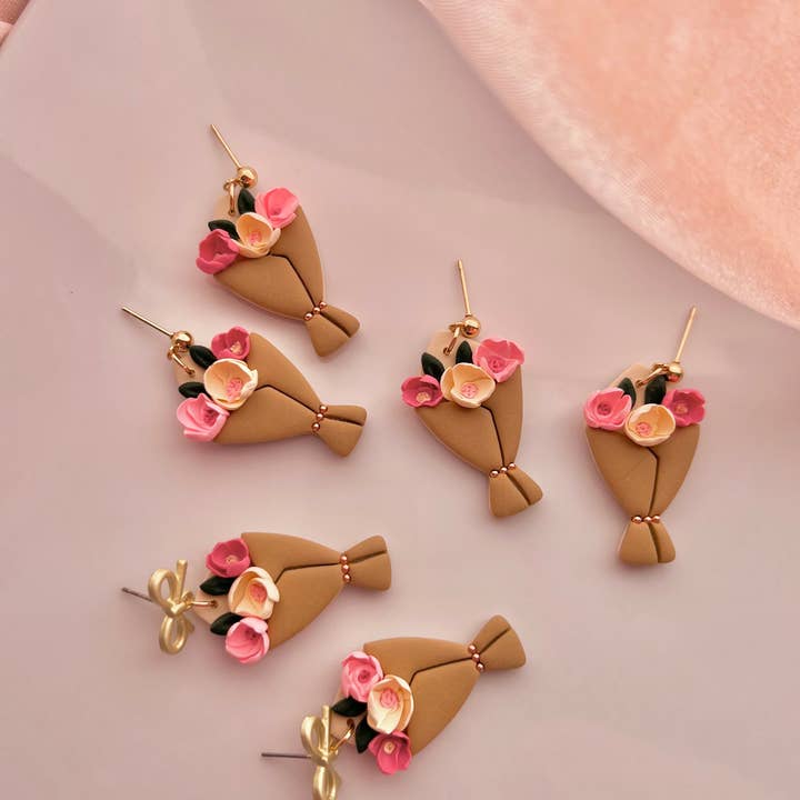 The Bouquet | Flower Bouquet Clay Earrings for wholesale by Cascade Designs