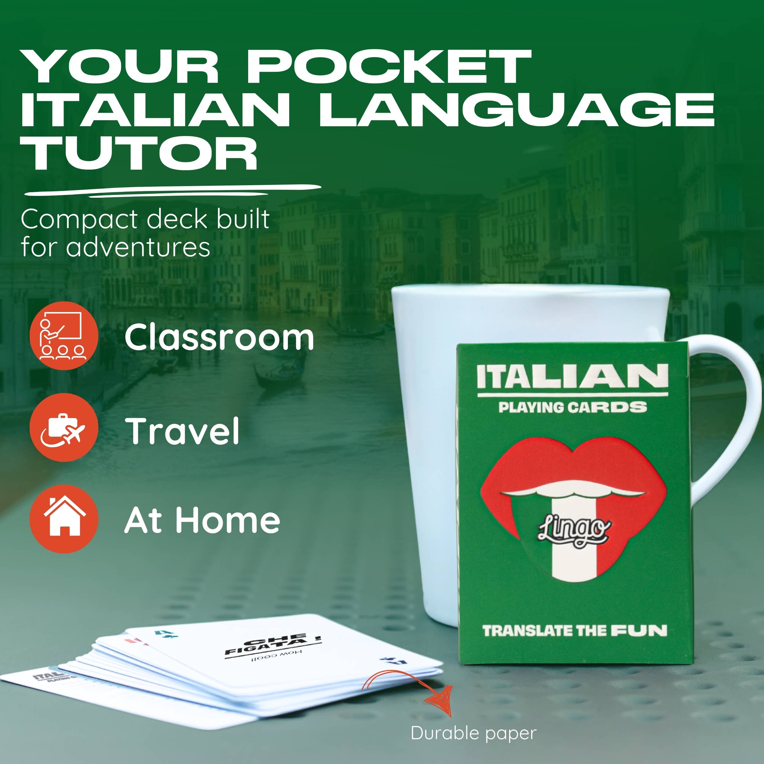 Lingo Playing Cards - Vente Jeu de cartes - Cartes à jouer de voyage italiennes2