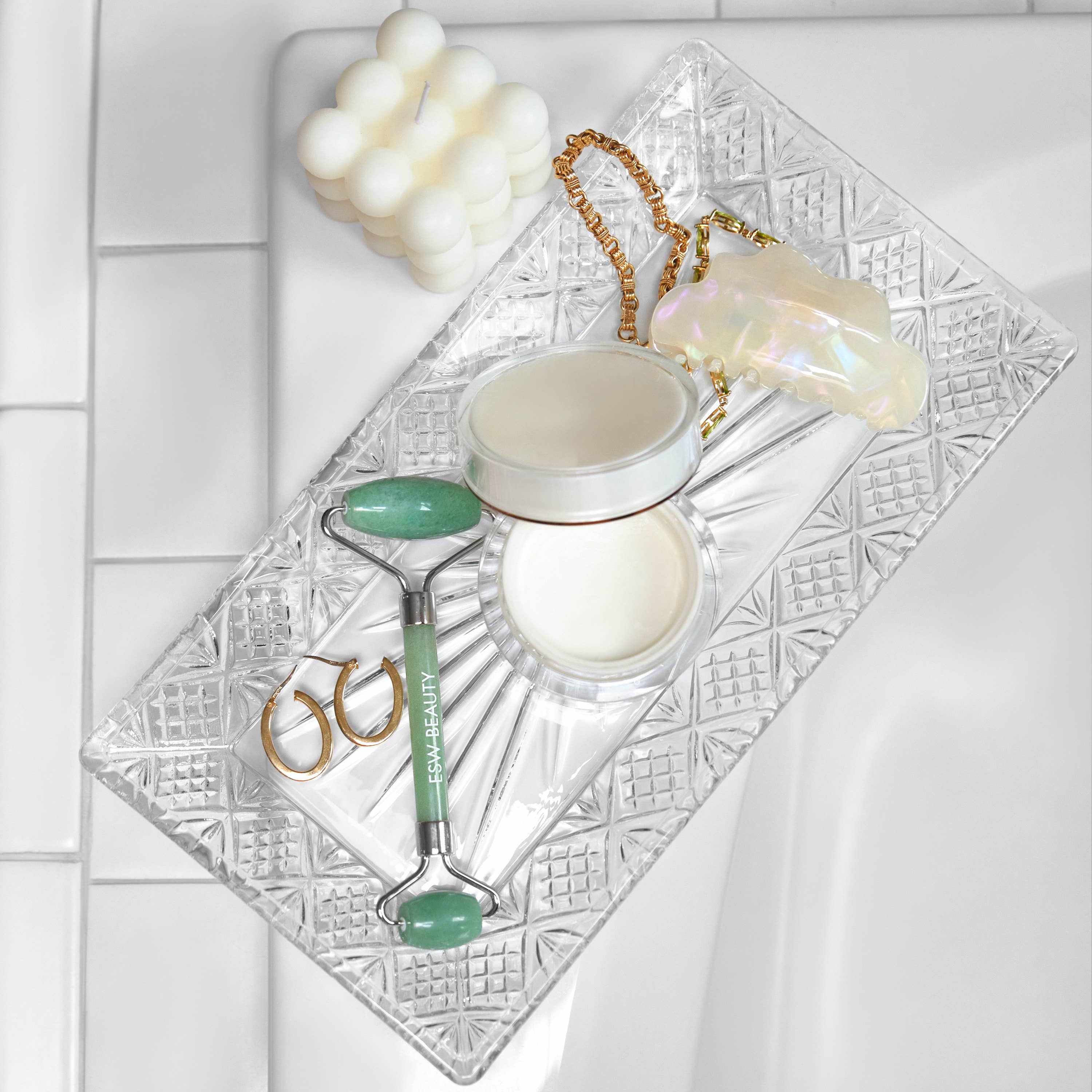 ESW Beauty - Wholesale Face/beauty roller - Mint Green Tea Jade Crystal Facial Roller6