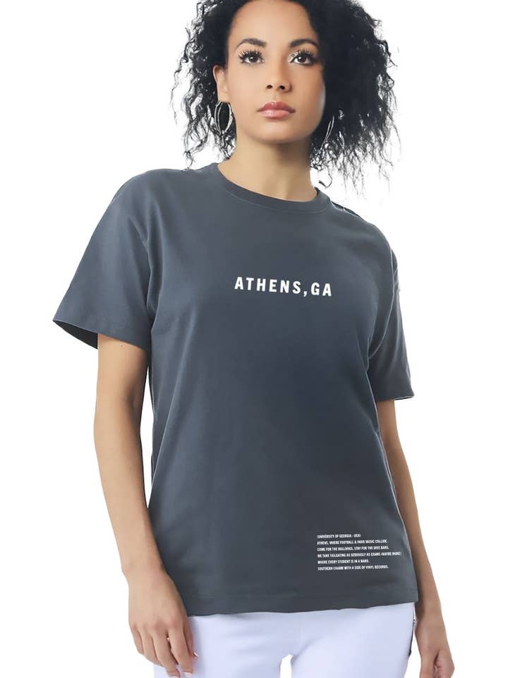 Athens, GA Unisex Oversized T-Shirt – Indie Spirit + Bulldog Pride for wholesale by Tourist Tee Co.