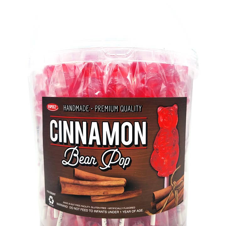 Cinnamon Bear Pop Lollipops - 115 Ct. - Bucket for wholesale by Candy Barn Express