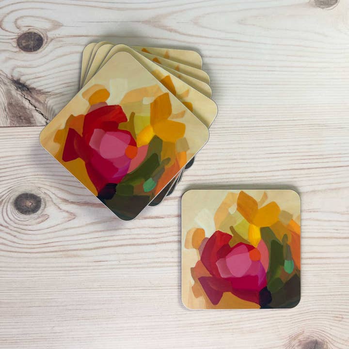 Susannah Bleasby Art - Wholesale Coasters - Coaster | Yellow Abstract Design | Lemon Pepper1