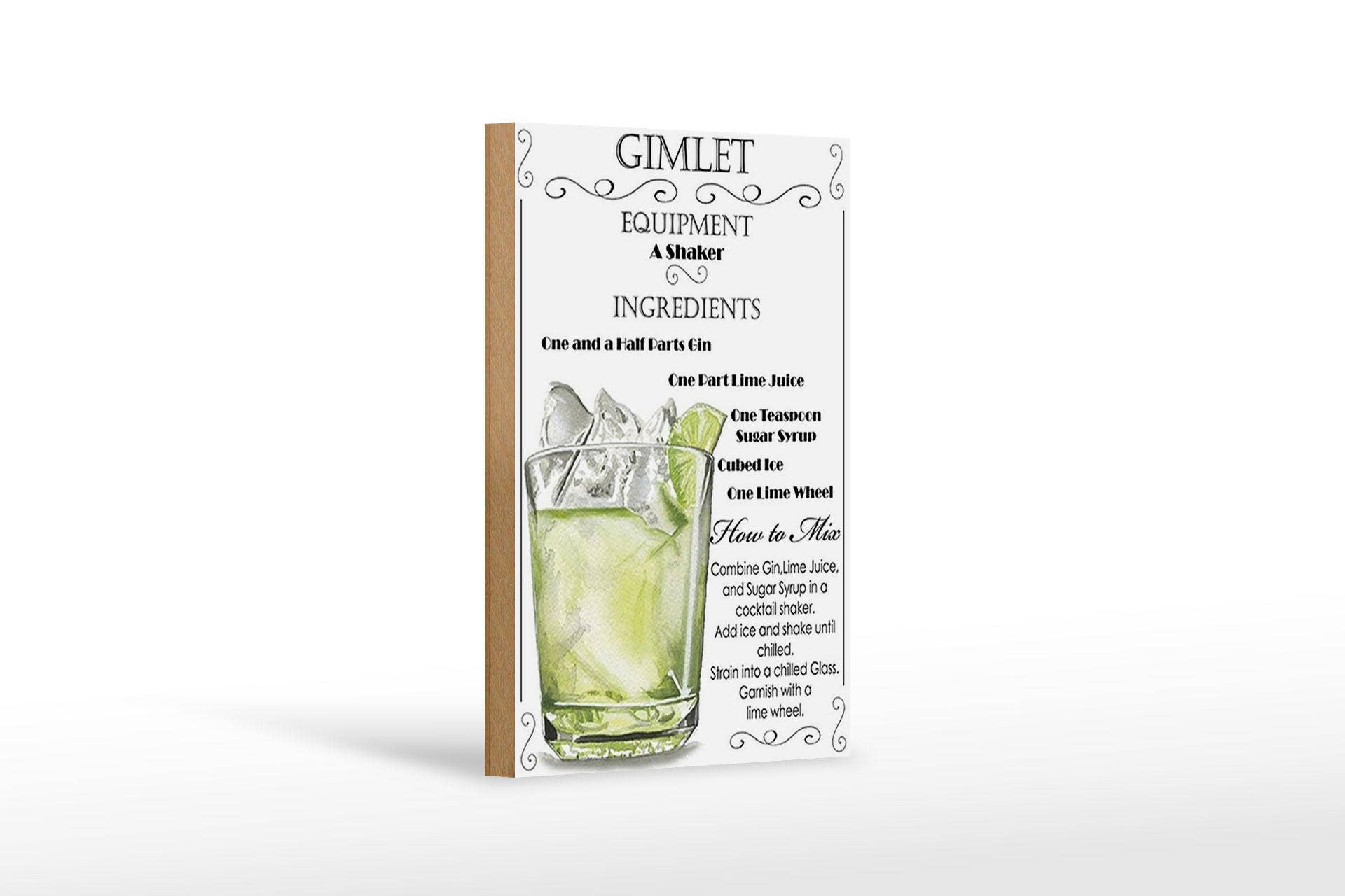 Femer - Wholesale Sign - Wooden sign alcohol 12x18 cm Gimlet equipment ingredients decorative sign0