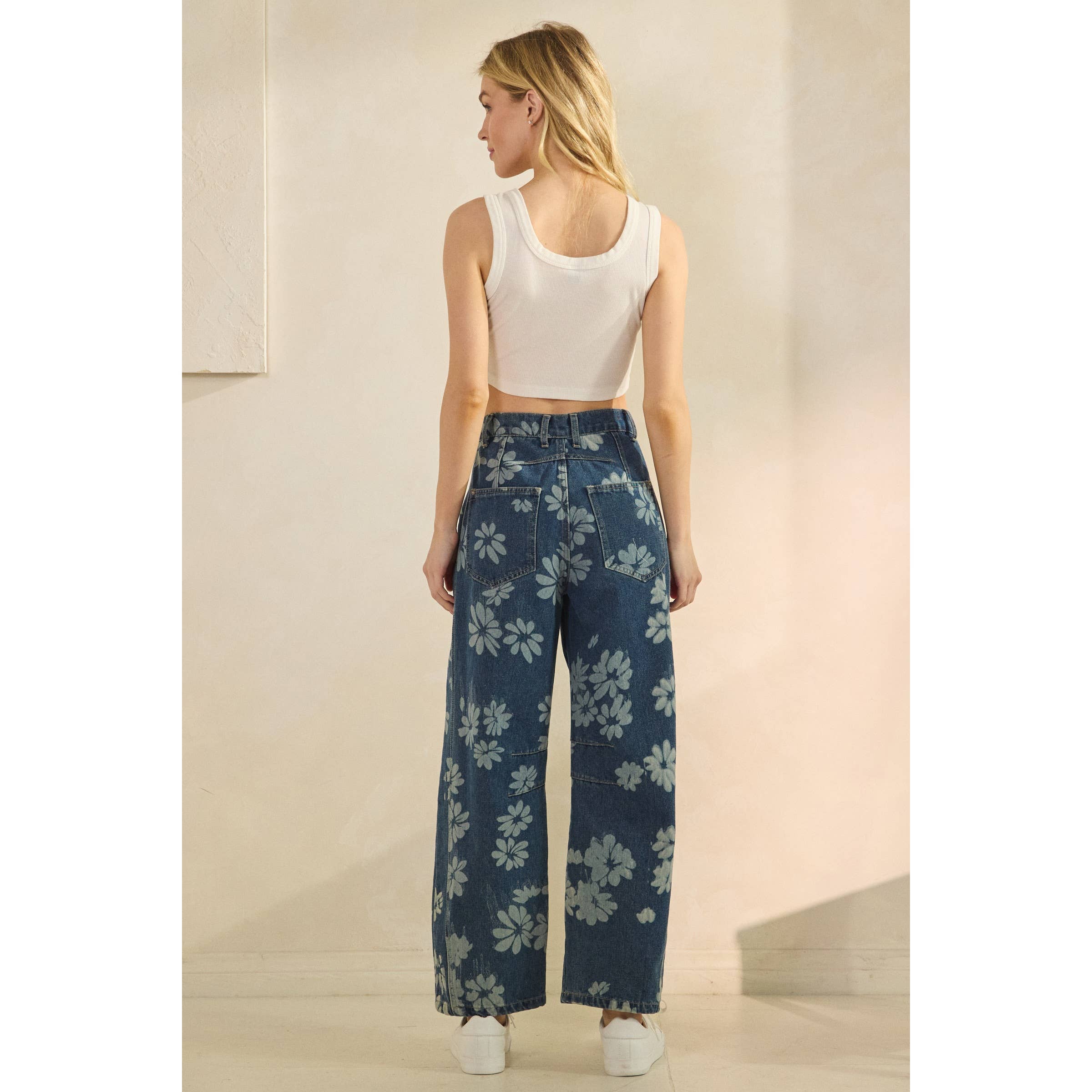 Med Wash Floral Denim Pants for wholesale on Faire11