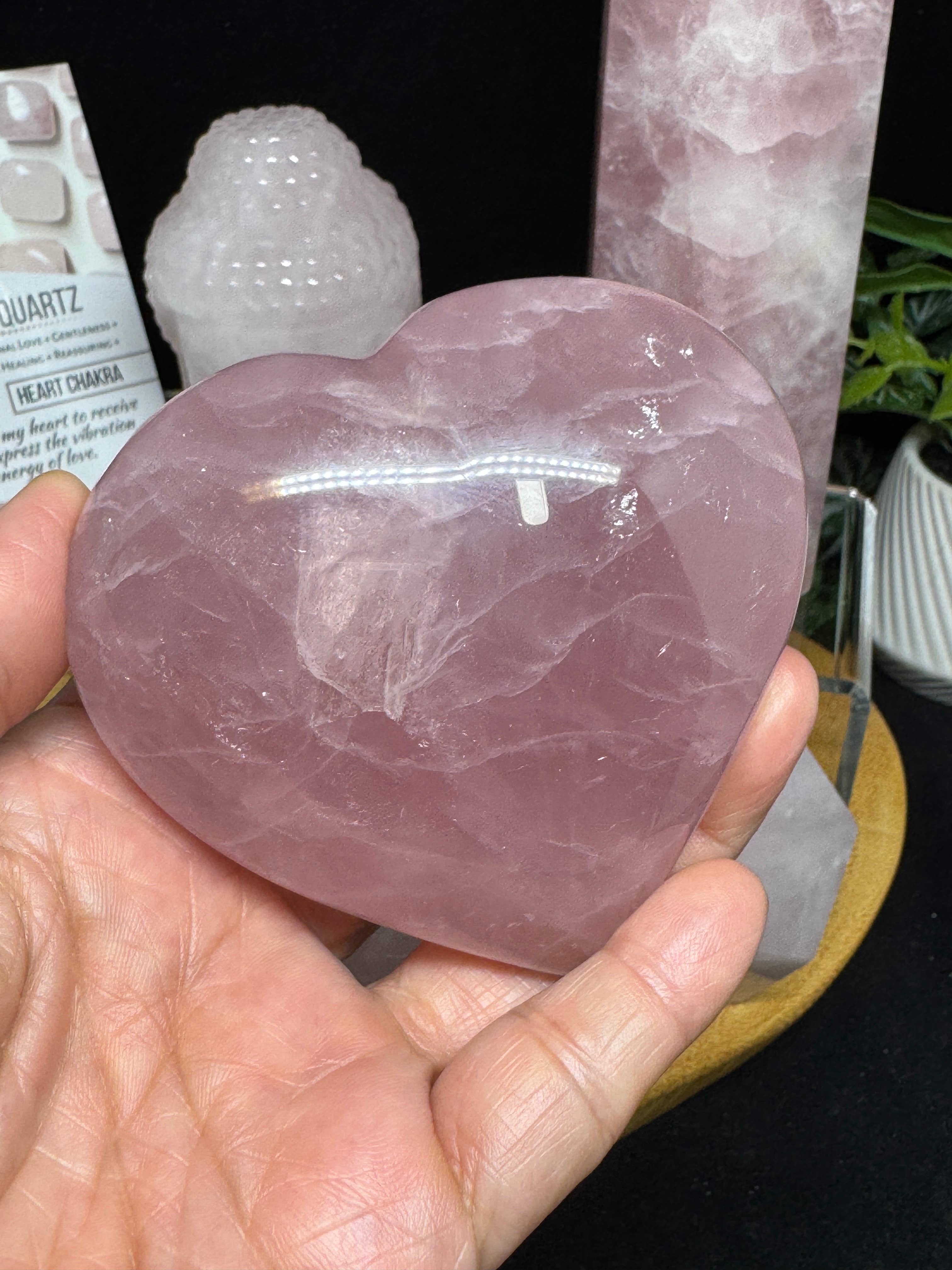 The 7 Directions - Venta al por mayor Piedras/cristales espirituales - Paquete de 5 piezas de torre de cuarzo rosa con corazón de Buda 23F4