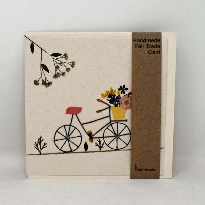 Fair to Trade Ltd - Wholesale Everyday greeting card - Pressed Flower Greeting Card – Handmade, Fair Trade, Bicycle3