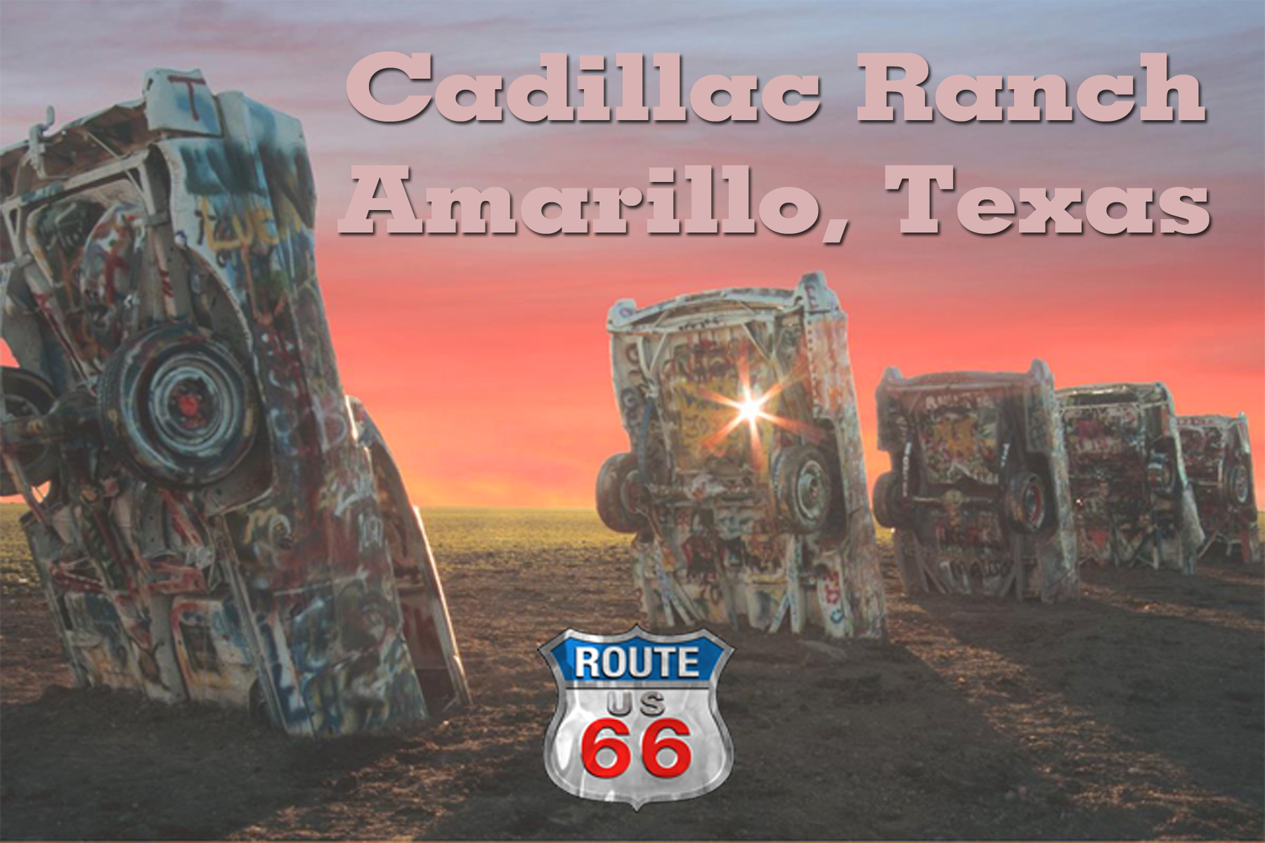 DK LaserWorx – Engroshandel Magnet – Route 66 køleskabsmagnet med Cadillac Ranch i Amarillo, TX0