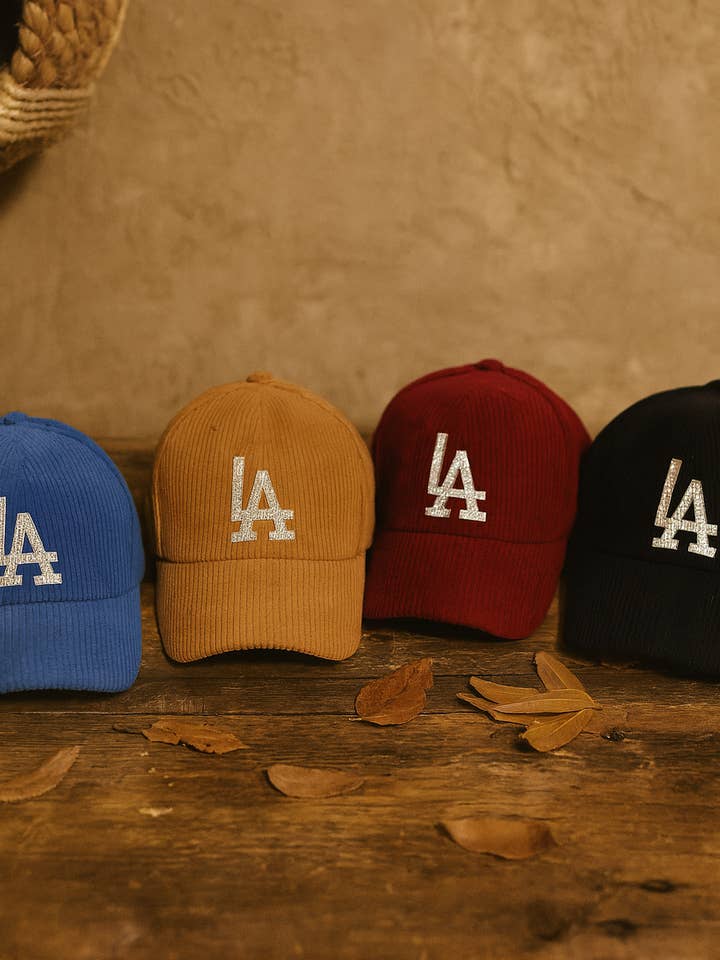 25164 LA Rhinestone Corduroy Baseball Cap for wholesale by U R My Sunshine