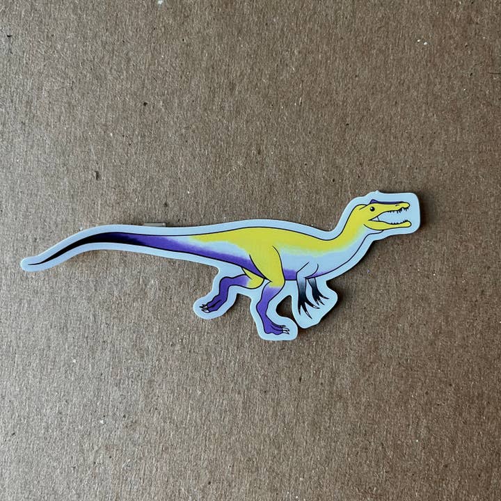 Pride Dinosaur Sticker: Non-Binary-onyx for wholesale by Saint Fax