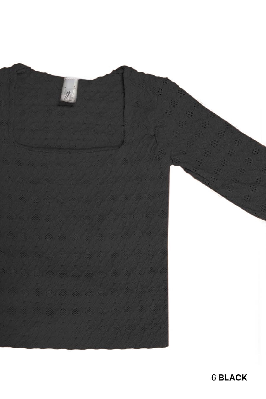 NIKIBIKI – wholesale Knit top – Women's – NS8461 - Lace Textured Square LS Top0