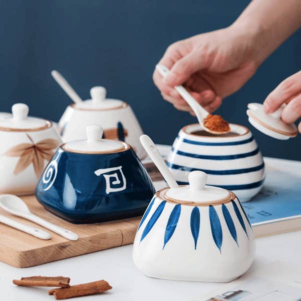 Homerely - Wholesale Jar - Japanese Hand-painted Ceramic Spice Jar