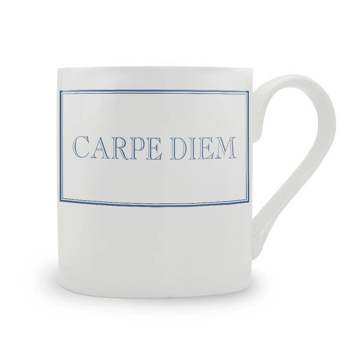 Caneca "Carpe Diem" em porcelana de osso por atacado de Stubbs Mugs