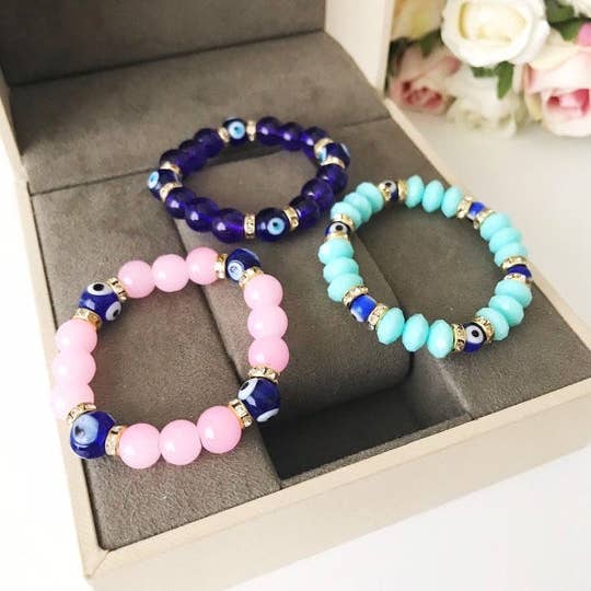 Baby Evil Eye Bracelet, Baby Protection Bracelet, Glass Beads for wholesale by Evileyefavor