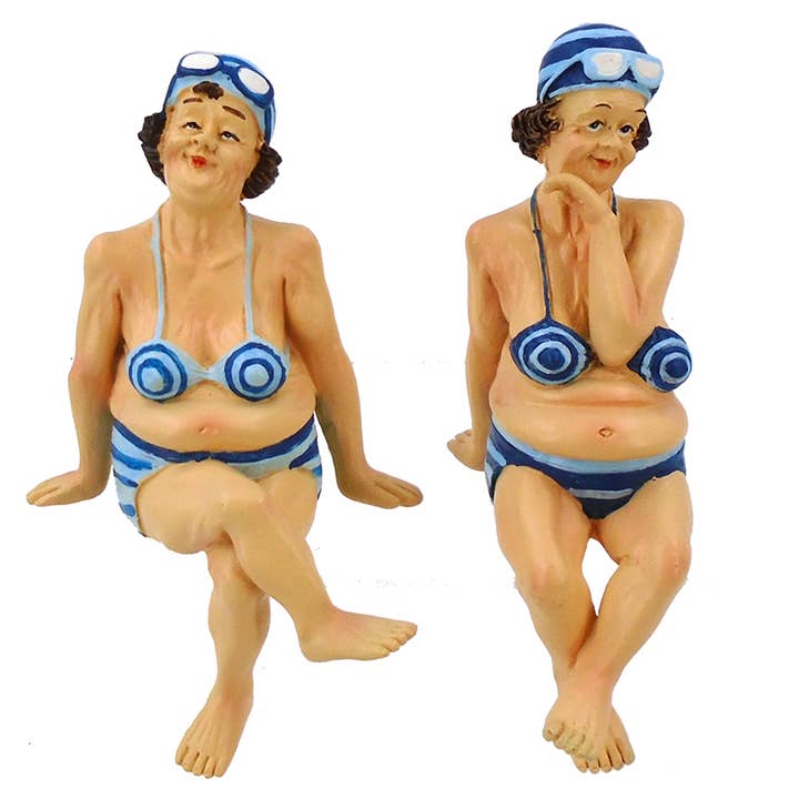 CB Home Collection - Wholesale Decorative Figurine - 5.5" Sitting Bikini Ladies Figurines - 2 Assorted