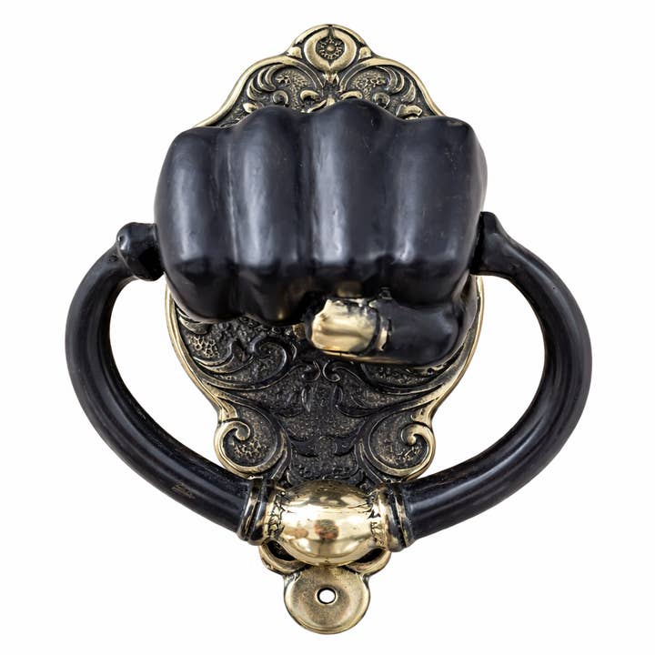 Messing Vuist Deurklopper – Massief Messing Hand Deurbeslag (Enkel of Paar) voor wholesale door Ubud Glass