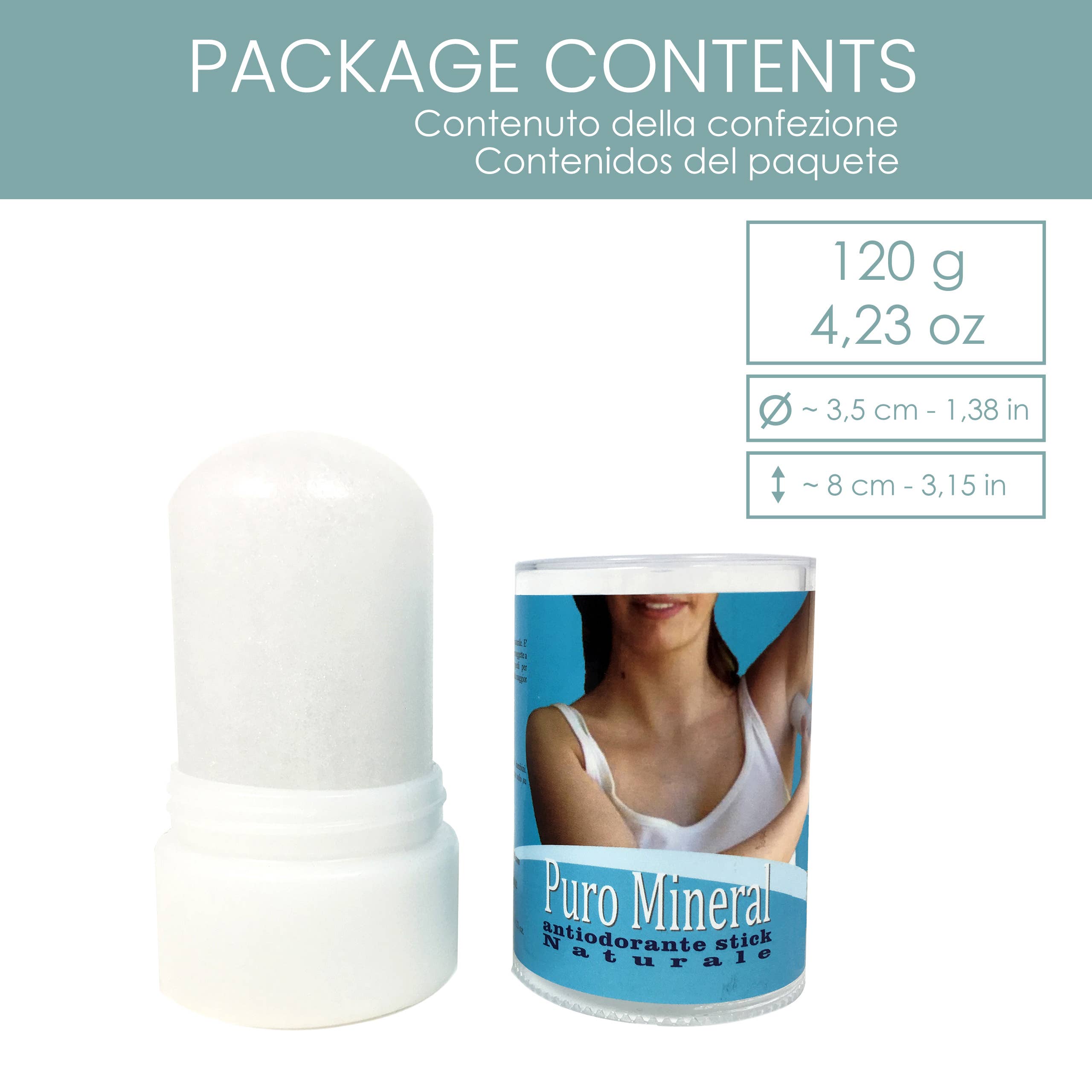 Herborea srl – Großhandel Deo – Unisex – Reiner Mineral Alaun-Stick – 120 g1