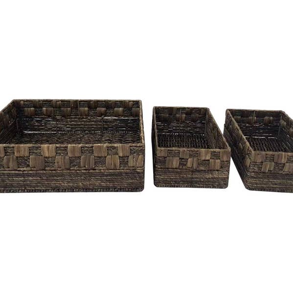 Cubby House by Malmar - Wholesale Decorative figurine - Set Of 3 48cm Brown Water Hyacinth Baskets0
