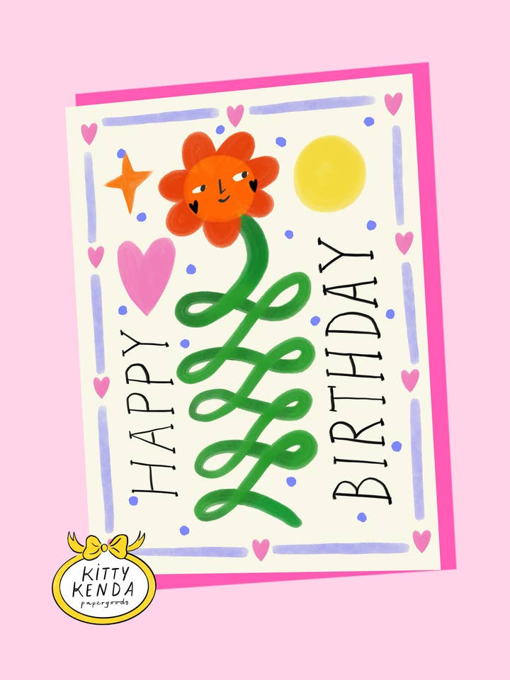 Elizabethaanse Bloemen Verjaardagskaart voor wholesale door Kitty Kenda Papergoods