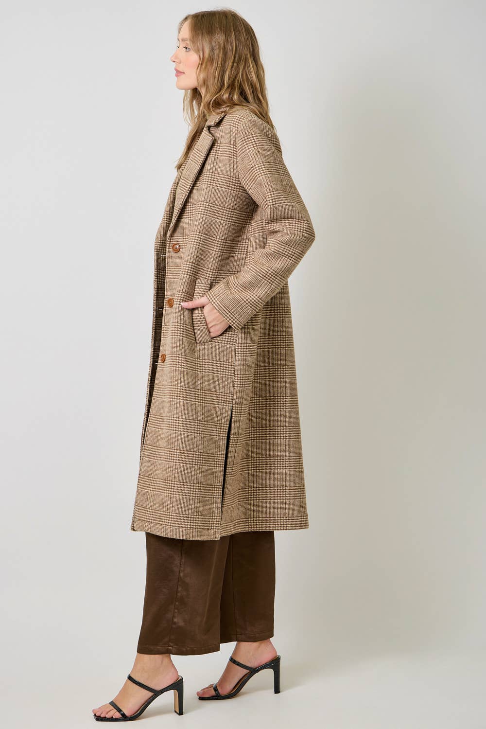 Mystree – Großhandel Mantel - Damen – Hahnentritt-Karomuster-Langmantel 611593
